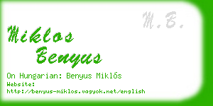 miklos benyus business card